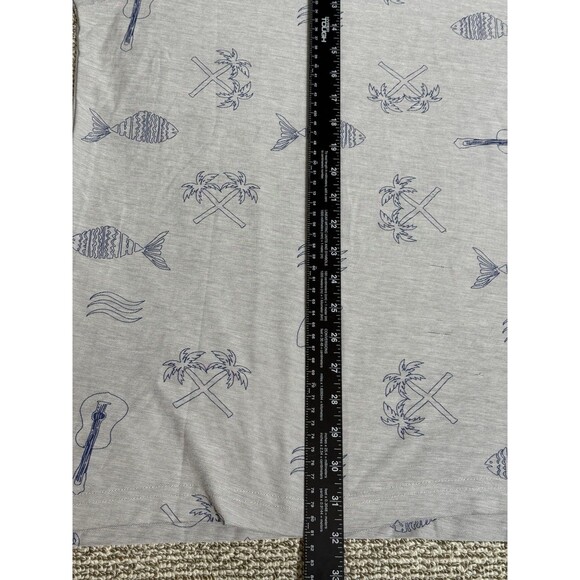 Travis Mathew Polo Men's XL Grey Fish Palm All Over Print Graphic Short Sleeve - Picture 7 of 8